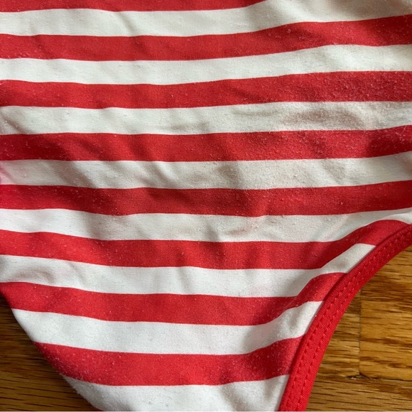 Kate Spade red and white striped swimsuit size 4 - Picture 3 of 6